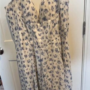 Fashion Nova Strapless Blue Floral Dress